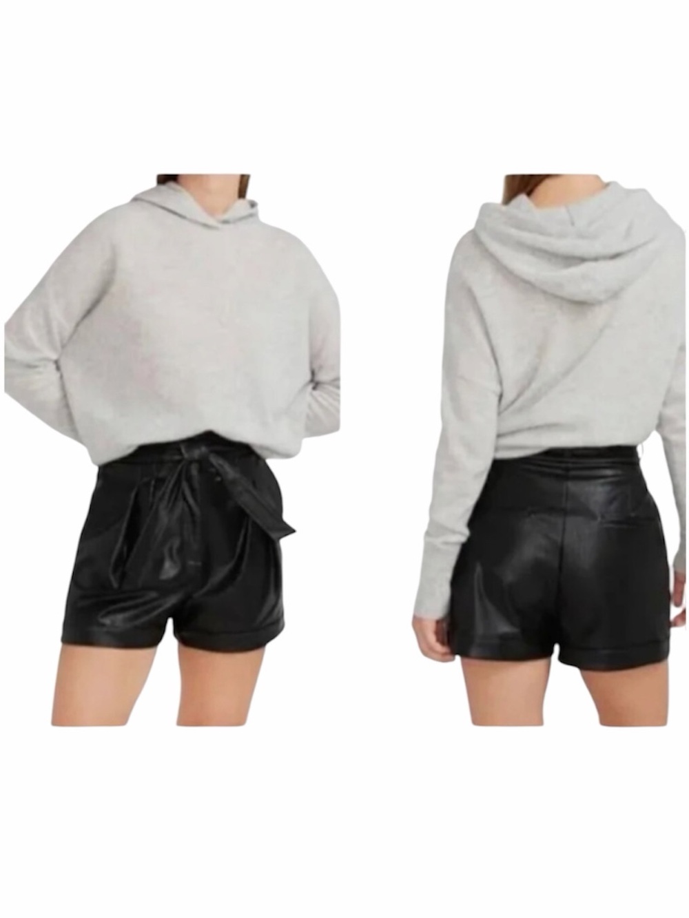 Express Black Faux Leather Shortie Extreme High Rise Shorts Size 6 NWOT